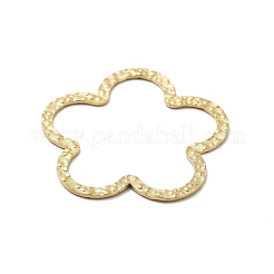 304ステンレススチールテクスチャリンクリング  18KGP本金メッキ  花  29x30x1mm  内径：22x26mm&nbsp;STAS-Z091-07G-03