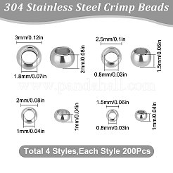 800Pcs 4 Styles 304 Stainless Steel Spacer Beads&nbsp;STAS-BBC0001-37P