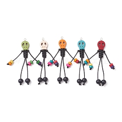 Dyed Synthetic Turquoise Skull Korean Waxed Polyester Cord Big Pendants&nbsp;PALLOY-TA00301
