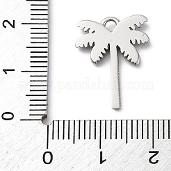 304ステンレスペンダント  椰子の木のチャーム  変色防止  ステンレス鋼色  19x14x2mm  穴：1.8mm&nbsp;STAS-S163-25P