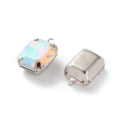 ラインストーンチャーム  真鍮パーツ  長方形  クリスタルAB  13x8x5.5mm  穴：1.2mm&nbsp;LS-RGLA-P038-02P-08