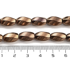合成磁気無しヘマタイトビーズ連売り  長持ちメッキ  ツイスト  銅メッキ  12~12.5x8~8.5mm  穴：1.2mm  約32個/連  16.14''（41センチメートル）&nbsp;G-P545-G02-01D