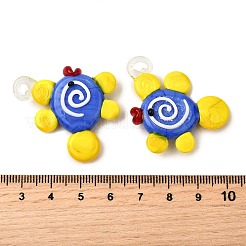 手作りランプワークペンダント  魚  シャンパンイエロー  34~36x33~36x9.5~11mm  穴：2~3mm&nbsp;LAMP-S079-03C
