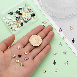 70個5色304ステンレスペンダント  花  ミックスカラー  10x7x2mm  穴：1mm  14個/カラー&nbsp;STAS-CA0001-67