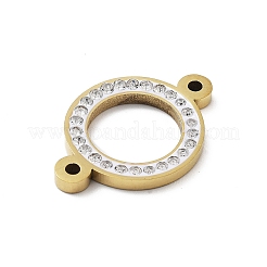 304ステンレススチールクリスタルラインストーンコネクタチャーム  リングリンク  18KGP本金メッキ  16x23x2mm  穴：1.6mm&nbsp;STAS-Z091-06G