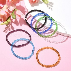7 個 7 カラーガラスラウンドビーズストレッチブレスレットセット  ミックスカラー  内径：2-1/4インチ（5.6~5.8cm）  1pc /カラー&nbsp;BJEW-JB09554
