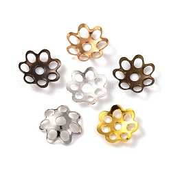 1200個6スタイルの鉄製ビーズキャップ  花  マルチ花弁  ミックスカラー  6x1mm  穴：1mm  200個/スタイル&nbsp;IFIN-YW0001-39