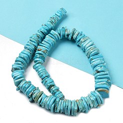 天然ハウライトチップビーズ  染め  ナゲット  ターコイズ  11~31x10~25x1~5mm  穴：0.6mm  約140個/連  17.32インチ（44cm）&nbsp;TURQ-L031-010-A