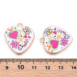 プリント合金ペンダント  ナザールボンジュウのチャーム入りハート  カラフル  25.5x23x3mm  穴：2mm&nbsp;ENAM-ZX002-36A