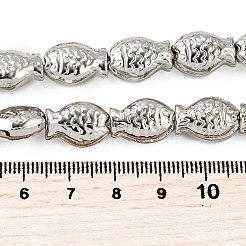 電気メッキガラスビーズセット  魚  フルメッキ  プラチナメッキ  15x10x3mm  穴：1mm  約28~29個/連  15.16~15.75インチ（38.5~40cm）&nbsp;EGLA-V001-01A