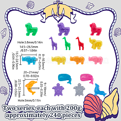 400g 2スタイル psプラスチックビーズ  混合図形  ミックスカラー  14.5~26.5x16.5~24.5x8~10.5mm  穴：3~3.8mm; 200g /スタイル  約120個/スタイル&nbsp;FIND-HY0005-11