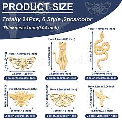 24Pcs 6 Style Ion Plating(IP) 201 Stainless Steel Pendants&nbsp;STAS-FW0001-23