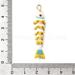 真鍮製マイクロパヴェキュービックジルコニアペンダント  エナメル  魚  18KGP本金メッキ  ホワイト  46.5x10.5x8mm  穴：3.5x2.5mm&nbsp;KK-Z125-13G-03