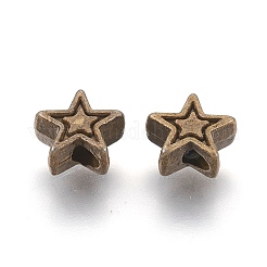 チベット風合金ビーズ  カドミウムフリー＆ニッケルフリー＆鉛フリー  スター  アンティークブロンズ  6x6x3mm  穴：1mm&nbsp;LS-TIBEB-01-AB-NR