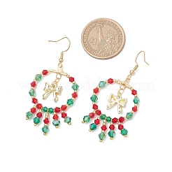 Christmas Themed Handmade Glass Seed Beads Dangle Earrings&nbsp;EJEW-MZ00488-02