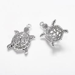 チベットスタイル合金亀のペンダント  カドミウムフリー＆鉛フリー  アンティークシルバー  39x23.5x8mm  穴：2.5mm  約108個/500g&nbsp;TIBEP-Q043-237-RS