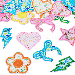 8 Bags 4 Colors  Polyester Embroider Self-adhesion Thread Iron on/Sew On Patches&nbsp;PATC-TA0001-51