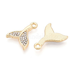 ラックメッキ合金ラインストーンペンダント  魚尾  鉛フリー＆ニッケルフリー＆カドミウムフリー  ライトゴールド  17.5x13.5x2mm  穴：1.6mm&nbsp;FIND-N011-23KCG