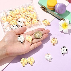30個6色不透明樹脂ペンダント  猫の形をしたドーナツ  プラチナ鉄ループ付き  ミックスカラー  30x21x8.5mm  穴：2mm  5個/カラー&nbsp;RESI-CJ0004-93