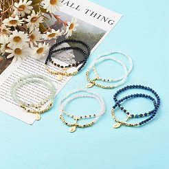 Natural Mixed Gemstone Stretch Charm Bracelets Sets&nbsp;BJEW-JB06252