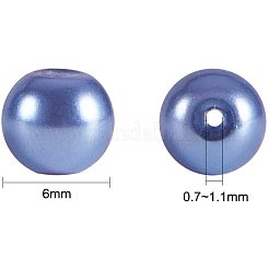 パール調ガラスパールラウンドビーズ  染め  コーンフラワーブルー  6mm  穴：0.7~1.1mm  約400個/箱&nbsp;HY-PH0001-6mm-015