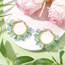Glass Hoop Earrings&nbsp;EJEW-TA00589-01