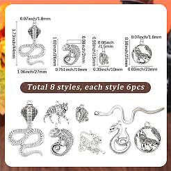 48pcs8スタイルチベットスタイルアロイペンダント  アンティークシルバー  15~55x10~27mm  6個/スタイル&nbsp;FIND-SC0018-09