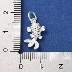丸カン付きスターリングシルバー中空魚チャーム925個  銀  15x9x3.4mm  穴：4mm&nbsp;STER-E071-01S-02