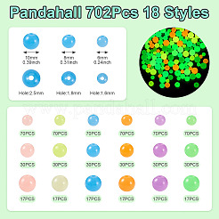 702Pcs 18 Styles Luminous Acrylic Beads&nbsp;MACR-TA0002-09