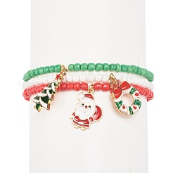 3Pcs 3 Style Glass Seed Stretch Bracelets Set&nbsp;BJEW-JB08200