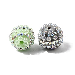 アクリルラインストーンビーズ  樹脂パール付き  花  ミックスカラー  20x18mm  穴：2.8mm&nbsp;MACR-K002-02