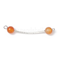 7Pcs 7 Styles Dyed Natural Quartz & Carnelian & Rose Quartz & Black Onyx & Malaysia Jade Round Beads Brass Tube Connector Charms&nbsp;PALLOY-JF03714