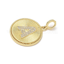 Brass Micro Pave Clear Cubic Zirconia Pendants&nbsp;KK-L253-17G