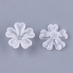 5枚の花弁透明アクリルビーズキャップ  艶消し  花  透明  16x16.5x6mm  穴：1.2mm&nbsp;FACR-T001-05