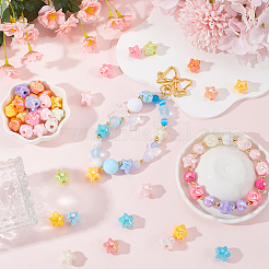 UVメッキ虹色アクリルビーズ60個  スター  ミックスカラー  15x15.5x13mm  穴：4mm&nbsp;MACR-SC0001-52