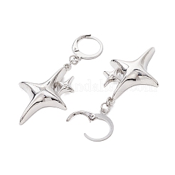 スター合金ペンダントフレンチフックピアス  プラチナ  53x23mm&nbsp;EJEW-JE06120