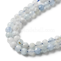 天然石アクアマリンビーズ連売り  多面カット  ラウンド  4mm  穴：0.2mm  約97~99個/連  15.04''~15.31''（38.2~38.9センチメートル）&nbsp;LS-G-E411-19E-4mm
