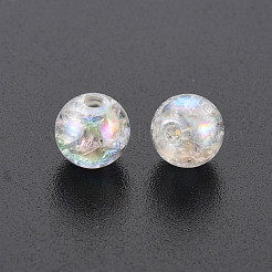 クリアクラックアクリルビーズ  ABカラーメッキ  ラウンド  乳白色  8x7mm  穴：1.8mm&nbsp;X-MACR-S373-66-L06