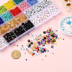 5 Colors Flat Round Acrylic Letter Beads&nbsp;DIY-YW0002-54