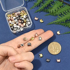 60個6色電気メッキガラスビーズ連売り  猫の頭  ミックスカラー  6.5x7x4mm  穴：0.9mm  10pc /カラー&nbsp;EGLA-YW0005-70