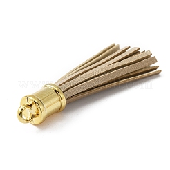 イミテーションレザービッグタッセルペンダント  プラスチックパーツ  淡い茶色  70x13.5mm  穴：4.5mm&nbsp;FIND-WH0111-155W