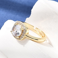 Brass Micro Pave Clear Cubic Zirconia Cuff Open Rings&nbsp;CU-CBA5C10-12G