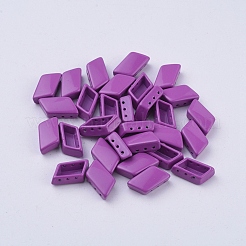 スプレー塗装合金マルチ連リンク  タイル弾性ブレスレット作り用  菱形  パープル  14x8x4.8mm  穴：0.8mm&nbsp;PALLOY-G268-E-059
