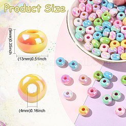 UVメッキアクリルビーズ  虹色の  ロンデル  ミックスカラー  13x9mm  穴：4mm&nbsp;OACR-CJC0007-11