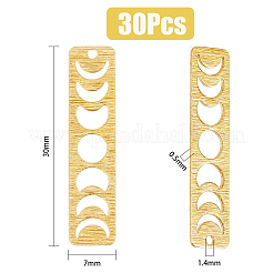 真鍮チャーム  月の満ち欠け  ゴールドカラー  30x7x0.5mm  穴：1.4mm  30個/箱&nbsp;KK-DC0001-58