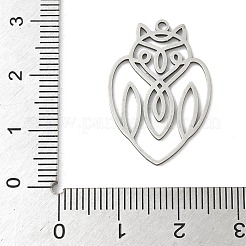 ステンレスペンダント201個  レーザー切断  フクロウのチャーム  ステンレス鋼色  26.5x17.5x1mm  穴：1.5mm&nbsp;STAS-G366-10P
