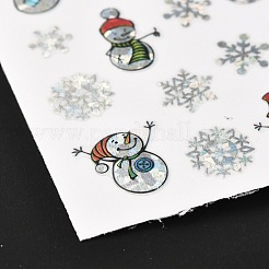 クリスマステーマ自己粘着ネイルアートステッカー  DIYネイルアートデコレーション  雪だるま模様  10.2x8cm&nbsp;MRMJ-A003-01E