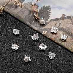 アイアン製カシメリボン止めエンドパーツ  銀色のメッキ  6x7mm  穴：2mm&nbsp;IFIN-ZX025-S