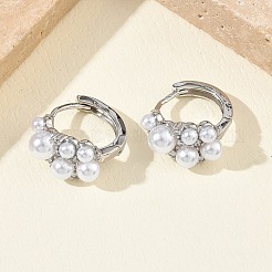 Brass Micro Pave Cubic Zirconia Hoop Earrings for Women&nbsp;EJEW-A168-17P