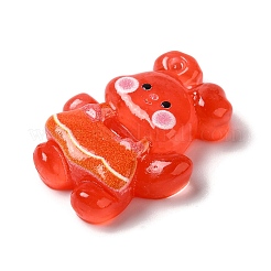半透明樹脂デコデンカボション  ドレスを着た漫画のウサギ  レッド  27x19.5x7mm&nbsp;RESI-M039-02A
